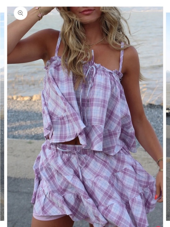 Other - Lavender Plaid Ruffle Two-Piece Set